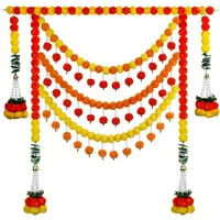 Artificial Marigold Flower Garland Plastic Wreath for Diwali Festival Mexican Day of The Dead Christmas Party Home Decoration