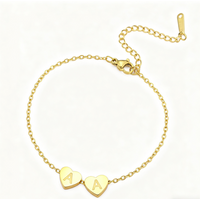 Cazador Custom Initial Letter Mini Heart Charms Bracelets Personalized Bracelets for Women A-Z Alphabet Stainless Steel Jewelry
