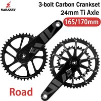 AliExpress NONE WUZEI Carbon Fiber Road Bike Crankset 24mm Ti Axle 165mm 170mm 3 Bolts Direct Mount Chainring 40/42/44/46/48T 50/34T for Shimano