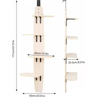 171cm Over Door Cat Tree Climbing Shelf 4 Tier Wooden Cat Ladder With Removable Mat image 3