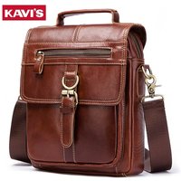 KAVIS New Genuine Leather Man's Crossbody Shoulder Bag Multi-function Men Handbags Large Capacity Cow Leather Bag For Man Travel