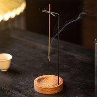 Upside Down Incense Burner for Incense Sticks Hanging Metal with Wooden Base OUDH Sandalwood Zen Incense Holders