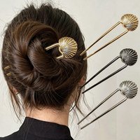 Shell U-Shaped Hair Fork Bun Fashion Metal Hairpin Hair Sticks Clips Geometric Barrettes Women Girls Ponytail Hair Accessories