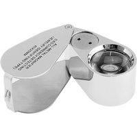 40X Illuminated Jeweler LED UV Lens Loupe Magnifier with Metal Construction and Optical Glass
