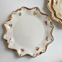 Heavy industry gilded ceramic lace plate, beige steak plate, flat plate, high aesthetic value small flower salad bowl,flat plate