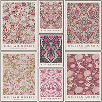 1pc frameless Canvas Painting Pink Plant Art William Morris Abstract Exhibition Posters Prints Canvas Painting Wall Art Picture