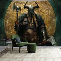 Norse Viking Tapestry Odin Warrior Sword Axe Raven Tapestries Square Knot Tattoo Wall Hanging Nordic Meditation Runes for Men