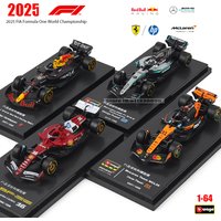 Bburago 1:64 2025 F1 MCL39 #81 Oscar Piastri W16 #63 George Russell RB21 #1 Verstappen SF25 alloy car model toy with acrylic