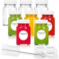 2oz Glass Shot Bottles, Reusable Small Clear Jar for Juice, Ginger, Wellness Shot, Sample, Travel Portable Mini Bottles Dishwash