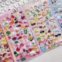 1pc/4pcs Cute Sushi Animals Vegetable Drop 3D Relief Sticker Scrapbooking Diy Diary Decor Journaling Stationery School Stickers