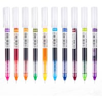 10 Colors Straight liquid Gel Pen Quick-drying Large-capacity Colorful Gel Pens 0.5mm Rollerball Pens School office Stationery