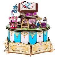3D Wooden Puzzle Book Nook Princess in Wonderland Music Box Miniature Model Kits Jigsaw Puzzles for Friends Birthday Gifts