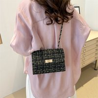 Plaid Chain Strap Single Shoulder Bag Small Flap Bag Women's Hasp Crossbody Commuting Messenger Bags Fashion Knitting Handbags