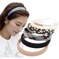 6 Pieces/Set Women Girls Cloth Hairband Flower Beads Headband Set Hair Hoop Female Fashion Hair Accessories Headwear Gift