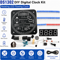DS1302 Digitaluhr-Bausatz, rotierendes LED-Laufzeichen-Uhrmodul, mit Zeit-, Temperatur-, Alarm- und Ausschaltspeicherfunktionen