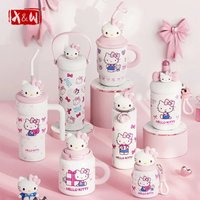 X&W Hello Kitty Pink Bow Cute Insulated Cup Leak Proof and Cold Proof Warm Coffee Cup Outdoor Sports Camping Portable Water Cup