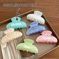 Personalized Custom Letter Hair Claw Clips | Cream Yellow Large Hair Clamps | Stylish Shark Claw Clips for Women | High-End Hair
