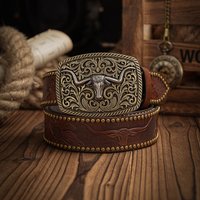Une ceinture rétro décontractée pour hommes et femmes, style occidental! Ceinture en cuir PU avec boucle en métal, adaptée à un travail quotidien