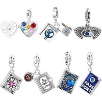 MISEFF S925 Sterling Silver Openable Charm Passport Book Hinged Pendant For Original Bracelet Necklace DIY Jewelry Making