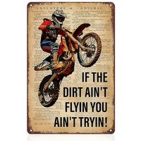 AliExpress NONE Retro Dirt Bike Metal Tin Sign - If The Ain't Flyin You Tryin Wall Art No Battery Required, Feathers, High-Quali