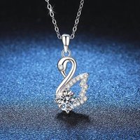 S925 Sterling Silver Pendant 1 Carat Moissanite Swan D Colour Moissan Diamond Necklace Women
