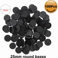 100pcs Round 25mm Black Bases Plastic Miniature 25mm Model Base for Wargames Military Simulation Scene