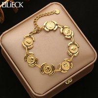 EILIECK 316L Stainless Steel Gold Color Round Portrait Bracelet Bangles For Women Trendy Wrist Chain Waterproof Jewelry Gift