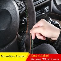 Juste de volant en daim pour voiture, protection tressée universelle, cuir antidérapant, pièces intérieures, 38cm
