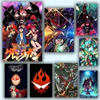T-Tengen Toppa G-Gurren Lagann Poster Stickers Painting Mural Wall Decals for Bedroom Living Room Home Self-Adhesive Decor Gift