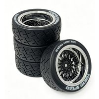 4Pcs 1/10 RC Drift Car Tires with Chrome Mesh Rims Non-Slip Rubber Drifting Tyres for HSP Tamiya TT01 Upgrade