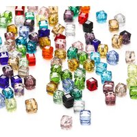 50pcs/lot Transparent Square Crystal Glass Beads Loose Spacer Necklace Beads for Jewelry Craft phone Chain Making Accessories