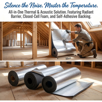 10MM Thermal Insulation Foam Roll, Soundproof Heat Barrier, Noise Reduction Mat for Wall Door Floor, Warm Keeping Panel
