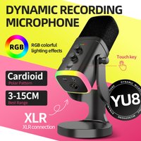 Gaming Microphone USB Microphone Dynamic Mic RGB With Noise Reduction Software Mic Gain Mute For Streaming Live Prodcast