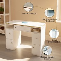 Luxury Single and Double Nail Manicure Table High Quality Wood Design with Modern Style and Dust Collector for Nail Salons