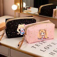 Sailors Moons Women Makeup Bag Girl Kawaii Anime Cosmetic Bags Hot Stamping Gold Cloth Makeup Storage Pouch Travel Toiletry Bag