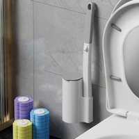 Upgrade Disposable Head Toilet Brush Set with Long Handle, Hygienic Replacement Cleaning Kit for Home Bathroom & WC Accessories