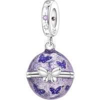 Orstarry 925 Sterling Silver Purple Butterfly Love Planet Beads Original Pendants Bracelet Charm Jewelry Party DIY Trendy Gifts