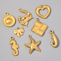 5pcs/Lot Stainless Steel Shrimp Turtle Crab DIY Bracelet Charms Women Shell Jellyfish Necklace Pendants Lip Seahorse Wholesale