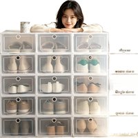 6 Pack Transparent Shoe Boxes – Thickened Foldable Dustproof Stackable Storage Organizer for Shoe Cabinet & Closet