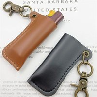 Vintage pu leather lighter holster keychain men's lighter portable protective sleeve