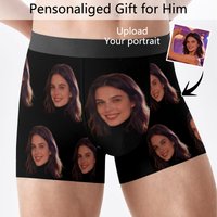 Personalized facial photos customized underwear flat cornered men's Valentine's Day gift for husband anniversary gift for fath