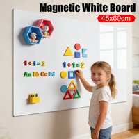 Magnetic White Board Sticker Removable Wall Dry Erase Board 45x60cm Erasable Whiteboard Contact Paper w/ Marker Magnet Eraser