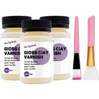 1/2/3Pcs 150ML Gloss Varnish Clay Varnish Scratch Resistant Air-dried Clay Glaze With Brush For Ceramic Wood Acrylic Paint