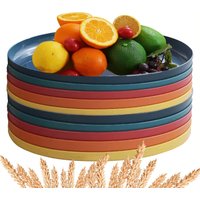 1/4/6PCS Nordic Wheat Straw Plate Christmas Gift Fruit Plate Vegetable Plastic Plate Dry Fruit Plate Tableware Large Plate Green