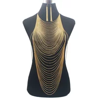 Sexy Fashion Shiny Luxury Body Belly Gold Color Full Chain Body Chain Bra Slave Harness Necklace Tassel Waist Jewelry 2024 New