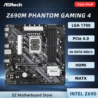 ASROCK Z690M PHANTOM GAMING 4 Z690 Micro ATX Motherboard LGA 1700 For CPU i7-13700KF i5-13600KF 12400F DDR4 2×PCIe 4.0 M.2 NVMe