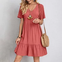 Fashionable Hot Selling Summer Solid Color Low Neck Sexy Breathable Slim Fit Green Women's Ball Dress Women's Versatile Dress
