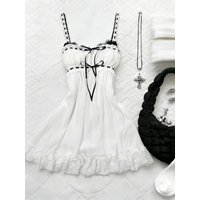 French Style Vintage Lace Camisole Dress for Women New Summer Black White Slim Fit Korea Chic Dresses Streetwear Casual Clothes