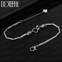 DOTEFFIL Charms Heart Bracelets Bangle 925 Sterling Silver for Women Valentine's Days Cubic Zircon Wedding Love Couple Jewelry