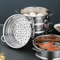 Stainless Steel Food Steamer Thickening Fish Steamed Stuffed Bun Steaming Plate Double Ear Steamer Kitchen Tools Drain Basket